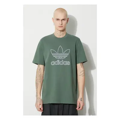 Bavlněné tričko adidas Originals Trefoil Tee zelená barva, s aplikací, 87988706