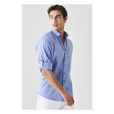 AC&Co / Altınyıldız Classics Mens Saks Blue Linen Comfort Fit Relaxed 91250224