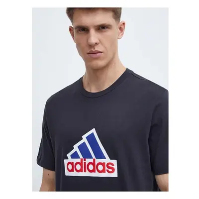 Bavlněné tričko adidas černá barva, s potiskem, IS9596 91487384