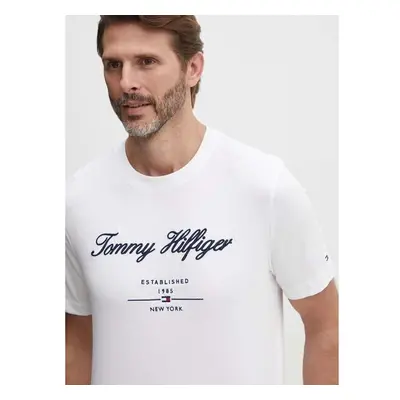 Bavlněné tričko Tommy Hilfiger bílá barva, s aplikací, MW0MW33691 94485942