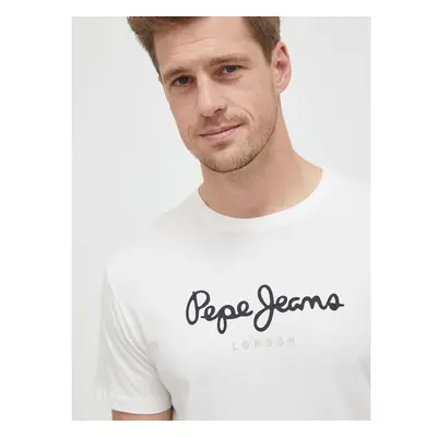 Bavlněné tričko Pepe Jeans Eggo béžová barva, s potiskem 85262899