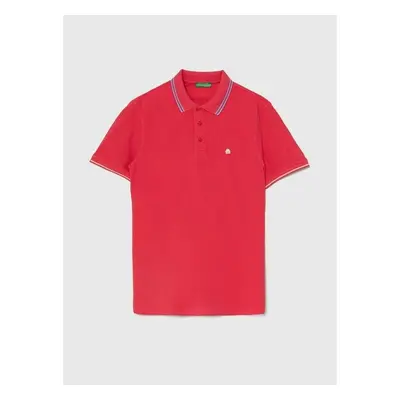 Bavlněné polo tričko United Colors of Benetton růžová barva 92857825