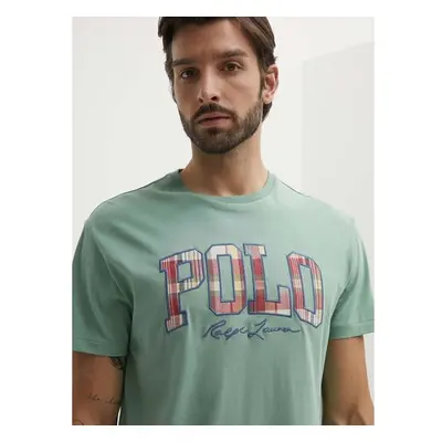 Bavlněné tričko Polo Ralph Lauren zelená barva, s aplikací, 710941855 93469347