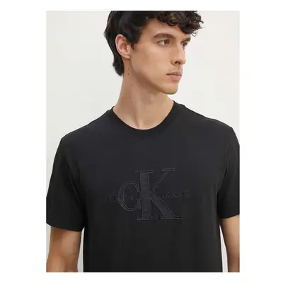 Bavlněné tričko Calvin Klein Jeans černá barva, s aplikací, J30J325916 94827988