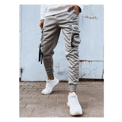 Dstreet Jedinečné šedé jogger s ozdobnými prvky 90927631