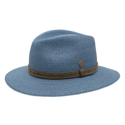 Luxusní nemačkavý modrý klobouk Fedora - ručně šitý, UV faktor 80 - 91442851