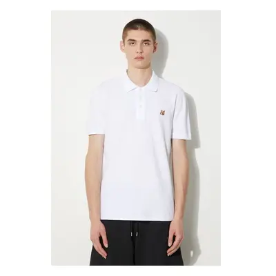 Bavlněné polo tričko Maison Kitsuné Fox Head Patch Regular Polo bílá 92249424