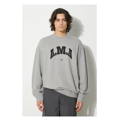 Bavlněná mikina Marcelo Burlon Ama Comfort Crewneck pánská, šedá barva 95691591