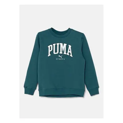 Dětská mikina Puma SQUAD Crew zelená barva, s potiskem, 682774 95882124