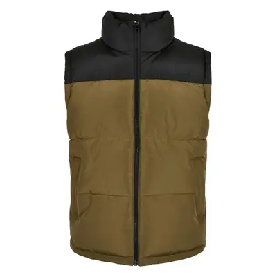 URBAN CLASSICS Block Puffer Vest - black/tiniolive 66066128