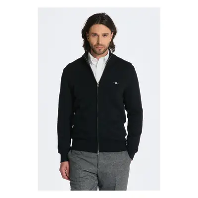 SVETR GANT CASUAL COTTON ZIP CARDIGAN BLACK 84605562