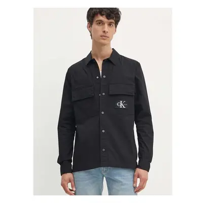 Košile Calvin Klein Jeans pánská, černá barva, relaxed, s klasickým 94827982