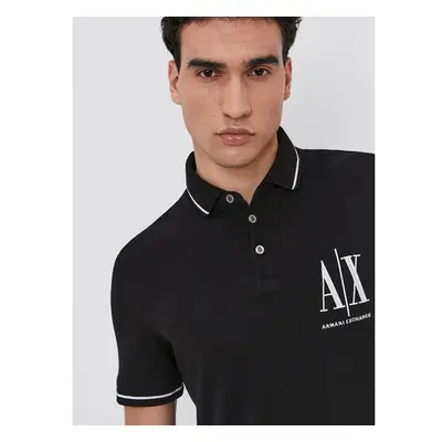 Polo tričko Armani Exchange pánské, černá barva, s aplikací 94634511