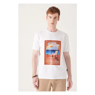 Avva Mens White Slogan Printed Cotton T-shirt 90096557