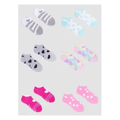 Yoclub Kidss Girls Ankle Cotton Socks Patterns Colours 6-Pack SKS 81658439