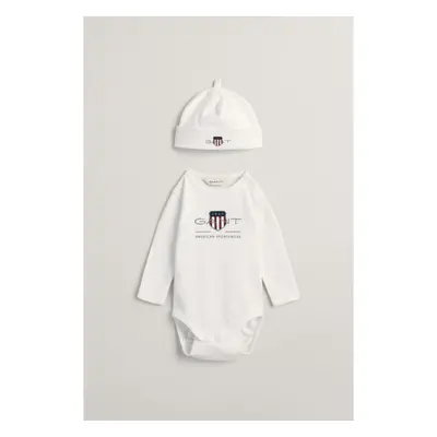 DĚTSKÝ SET GANT ARCHIVE SHIELD BODY AND BEANIE WHITE 84605719