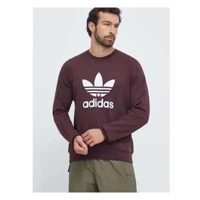 Bavlněná mikina adidas Originals pánská, hnědá barva, s potiskem 86410211