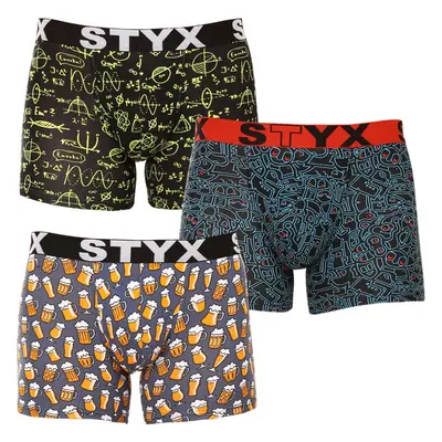 3PACK pánské boxerky Styx long art sportovní guma vícebarevné (3U12672 85298096