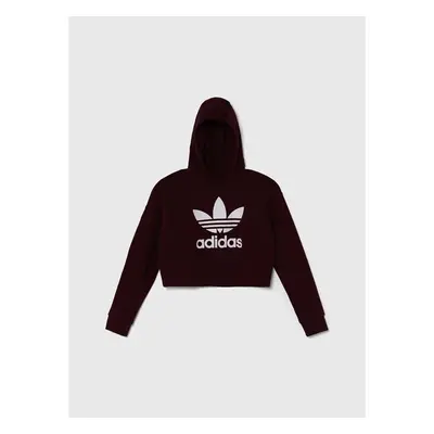 Dětská mikina adidas Originals vínová barva, s kapucí, s potiskem 88838943