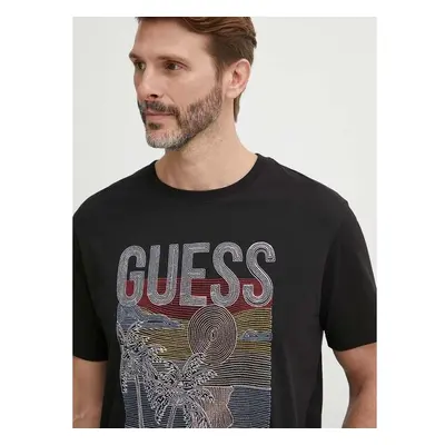 Bavlněné tričko Guess černá barva, s aplikací, M4GI15 I3Z14 91751784