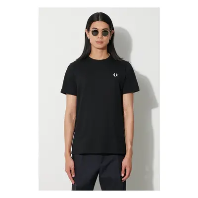 Bavlněné tričko Fred Perry černá barva, s aplikací, M1600.102 86772521