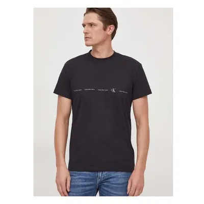 Bavlněné tričko Calvin Klein Jeans černá barva, s potiskem, J30J324668 87953897