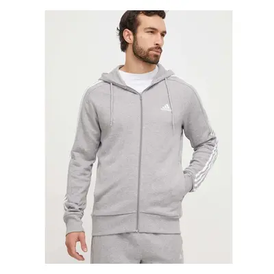 Bavlněná mikina adidas pánská, šedá barva, s kapucí, melanžová, IC9833 87717542