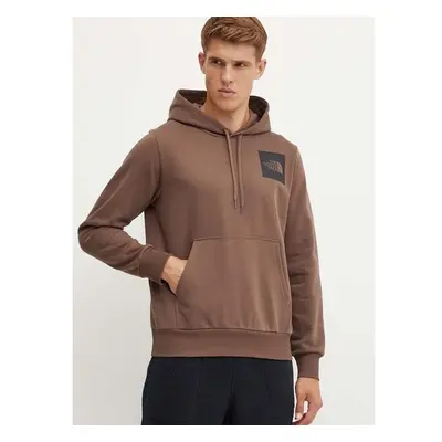 Mikina The North Face Fine Hoodie pánská, hnědá barva, s kapucí, s 95326087