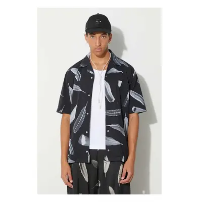 Košile Marcelo Burlon Aop Wind Feather Hawaii černá barva, relaxed 86538536