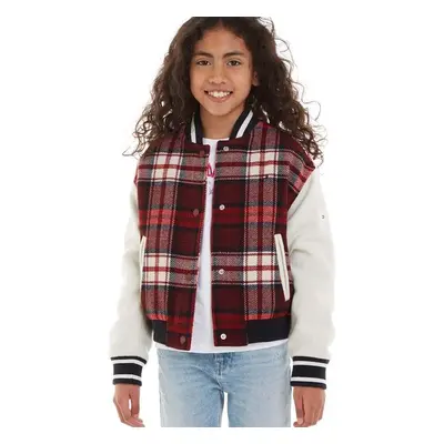 Dětská bomber bunda s příměsí vlny Tommy Hilfiger červená barva 86541119