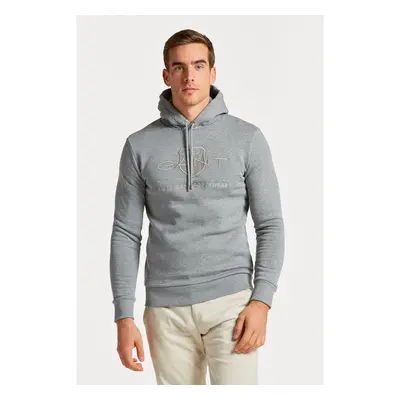 MIKINA GANT TONAL ARCHIVE SHIELD HOOD GREY MELANGE 73082319