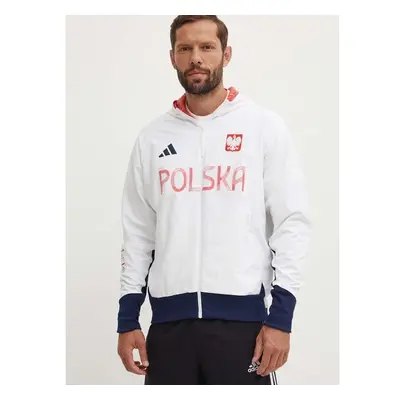 Bunda adidas Performance Poland pánská, bílá barva, přechodná, JF6676 93981297