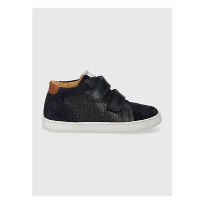 Dětské kožené sneakers boty Pom Dapi tmavomodrá barva 84918374