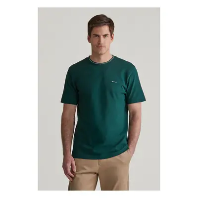 TRIČKO GANT TEXTURED RIB SS TSHIRT TARTAN GREEN 96191576