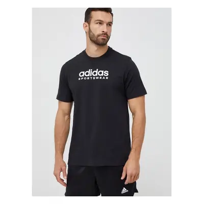 Bavlněné tričko adidas černá barva, potiskem 77231431