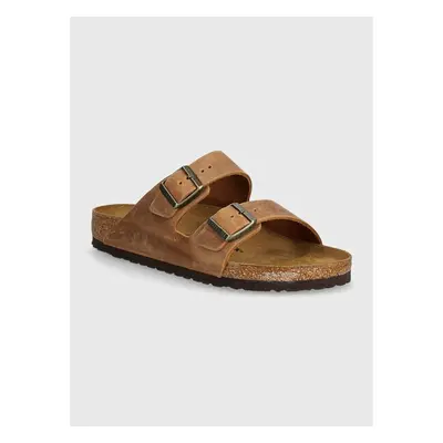 Kožené pantofle Birkenstock Arizona pánské, hnědá barva, 1028272 94358975