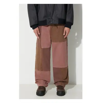 Bavlněné kalhoty Butter Goods Washed Canvas Patchwork Pants hnědá 86851459