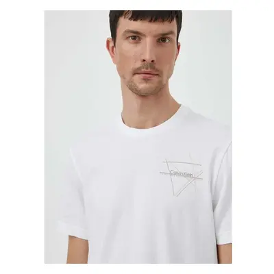 Bavlněné tričko Calvin Klein bílá barva, s potiskem, K10K112482 90699309