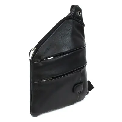 Černý kožený pánský zipový crossbag Udder 64302213