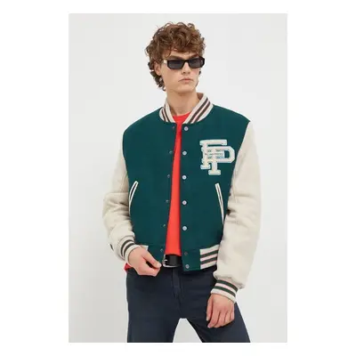 Vlněná bomber bunda Filling Pieces Varsity Jacket zelená barva, 90023863