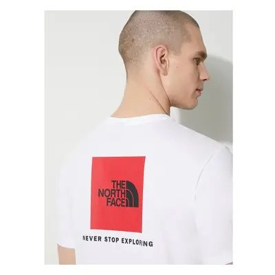 Bavlněné tričko The North Face M S/S Redbox Tee bílá barva, s potiskem 91545424