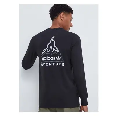 Bavlněné tričko dlouhým rukávem adidas Originals černá barva, 86410282