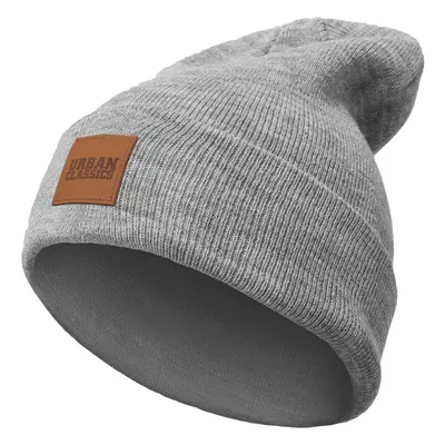 Čepice Urban Classics Leatherpatch Long Beanie - grey 88008356