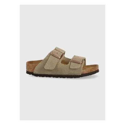 Dětské semišové pantofle Birkenstock béžová barva 82482224