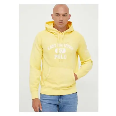 Mikina Polo Ralph Lauren pánská, žlutá barva, s kapucí, s potiskem 83206694