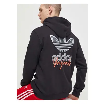 Bavlněná mikina adidas Originals pánská, černá barva, s kapucí, s 89380883