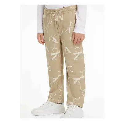 Dětské bavlněné tepláky Calvin Klein Jeans TERRY JOGGER béžová barva, 94305914