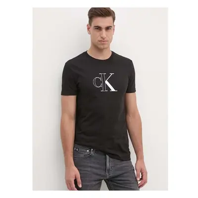 Bavlněné tričko Calvin Klein Jeans černá barva, s potiskem, J30J325678 95240446