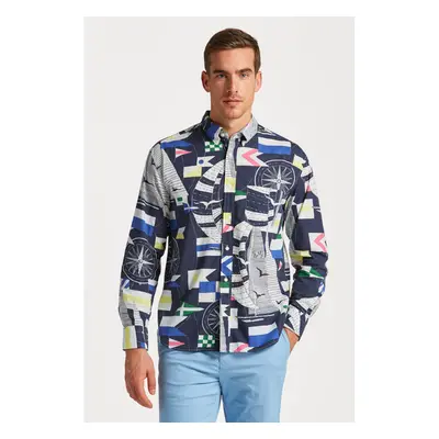 KOŠILE GANT REL SAILING PRINT SHIRT EVENING BLUE 80882380