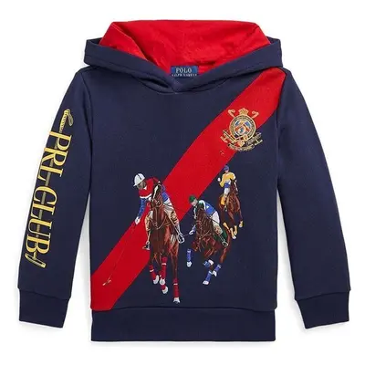 Dětská mikina Polo Ralph Lauren tmavomodrá barva, s kapucí, s potiskem 86177745